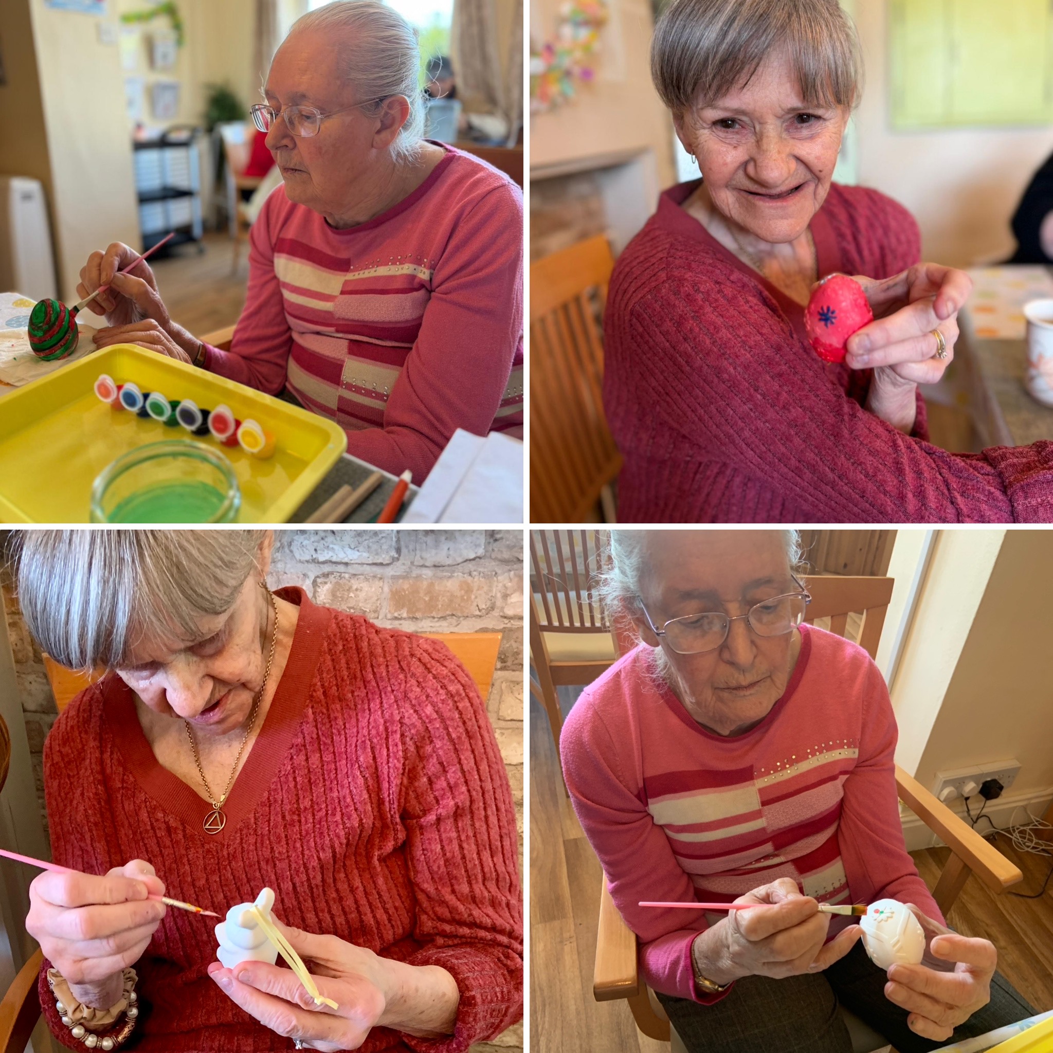 Residents painting eggs and bunnies