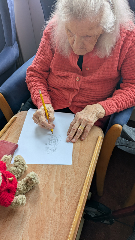 Ruth getting started with her pencil drawing